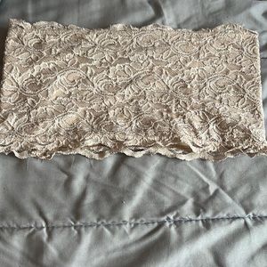 Cream floral lace tube top, XS